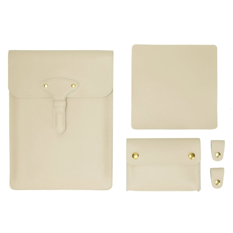 S177 3 In 1 Leather Water-resistant Laptop Liner Bags, Size: 13 inches(Apricot)
