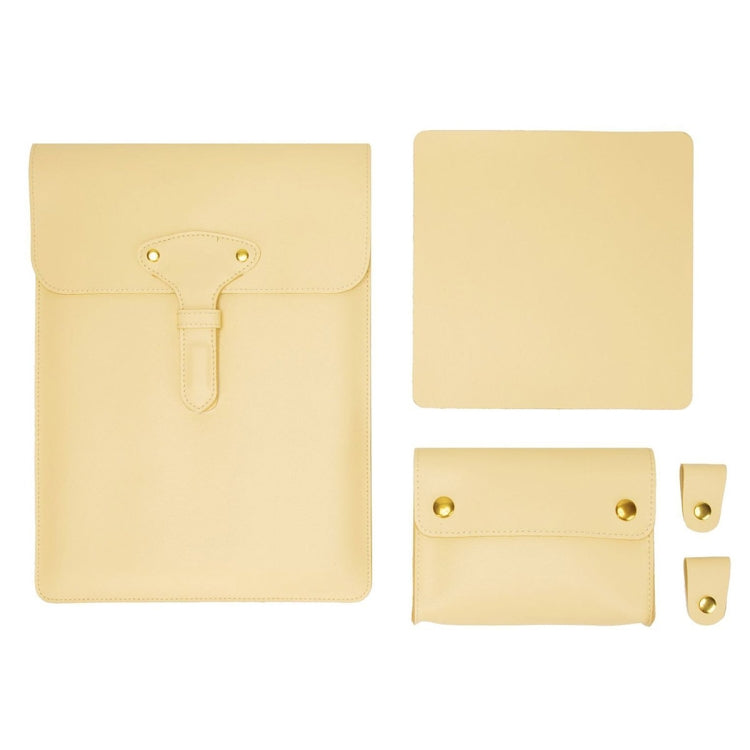 S177 3 In 1 Leather Water-resistant Laptop Liner Bags, Size: 15 inches(Light Yellow)