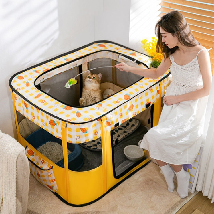 Rectangular Foldable Pet Fence Dog and Cat Litter Pet Delivery Room XL(Yellow Carrot)