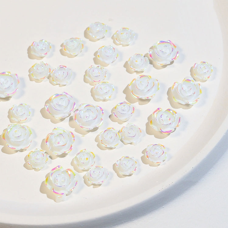 SP0473 30Pcs/Pack 3D Camellia Nail Art Decorative Rhinestones(Colorful White)