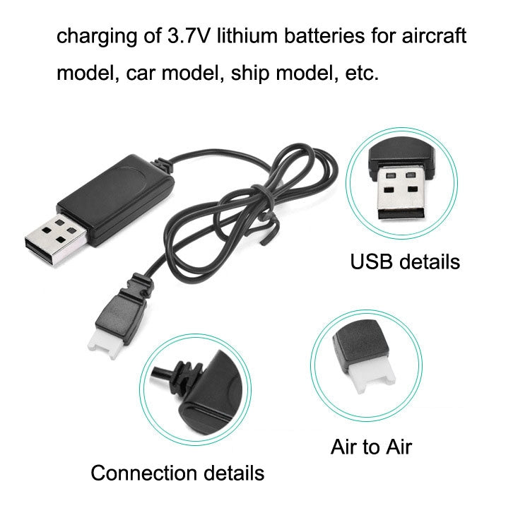 USB Charging Cable 3.7V 350mAh Air To Air Plug Without Protecting For Drone(Black) - by PMC Jewellery | Online Shopping South Africa | PMC Jewellery | Buy Now Pay Later Mobicred