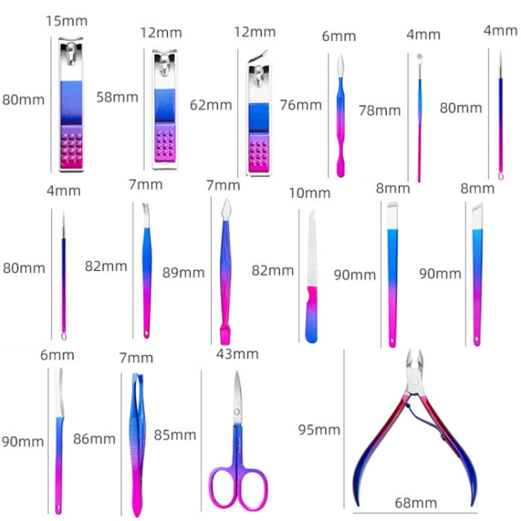 12 PCS/Set Stainless Steel Bright Beauty Nail Clipper Trimming Set