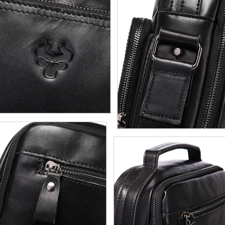 HUMERPAUL MH573 Men Shoulder Bag Leather Messengers Bag(Black) - free shipping - PMC Jewellery - Order now!