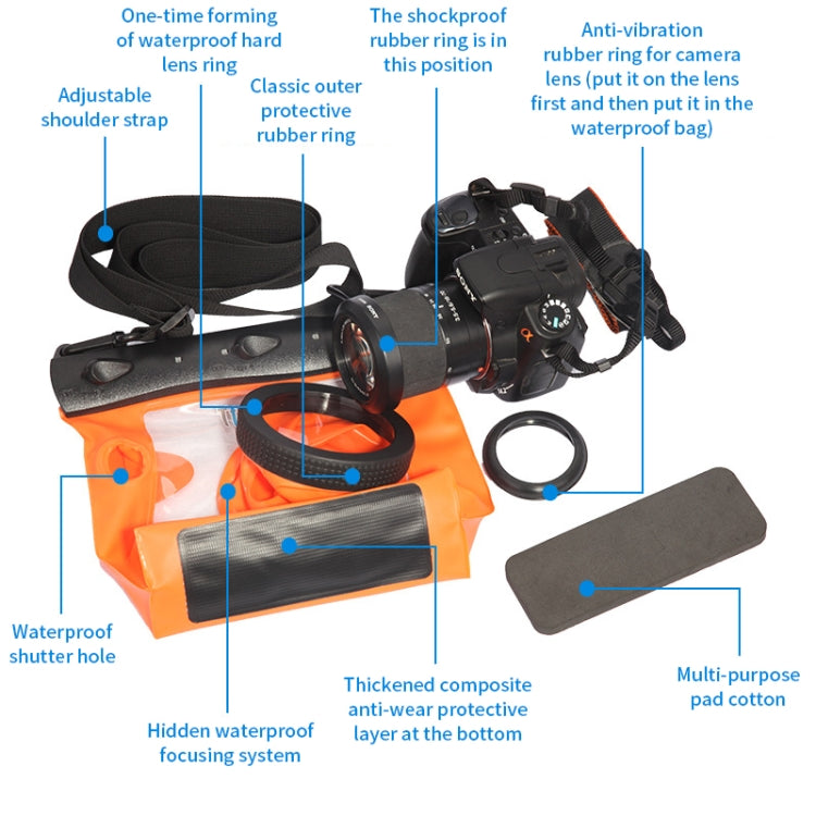 Tteoobl 20m Underwater Diving Camera Housing Case Pouch Camera Water-resistant Dry Bag, Size: M(Green)