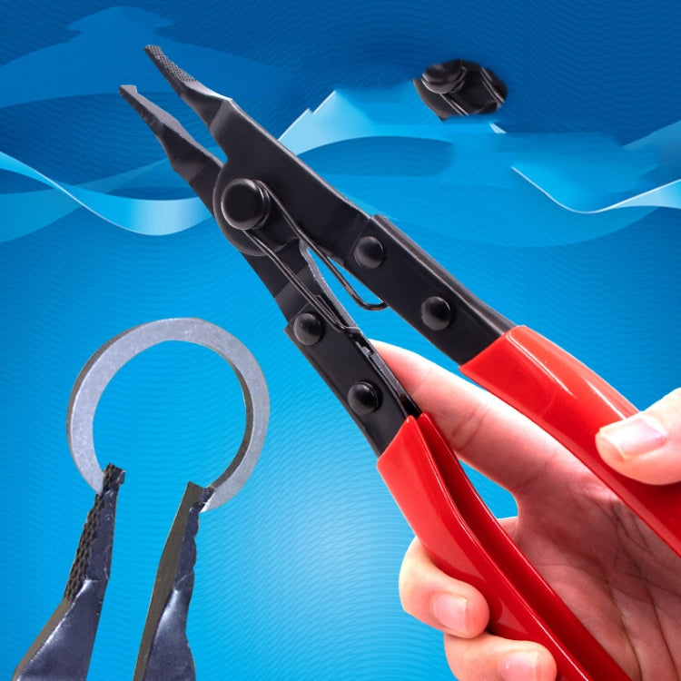 Reinforced Flat Circlip Pliers Flat-mouth Snap Ring Pliers(Red) - Pliers by PMC TechLife | Online Shopping South Africa | PMC TechLife | Buy Now Pay Later Mobicred