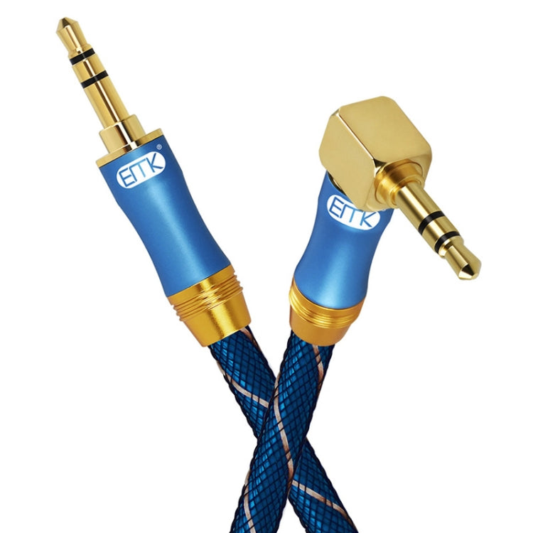 EMK 90-Degree Car 3.5mm Audio Cable Extension Cable, Cable Length: 5M(Blue)