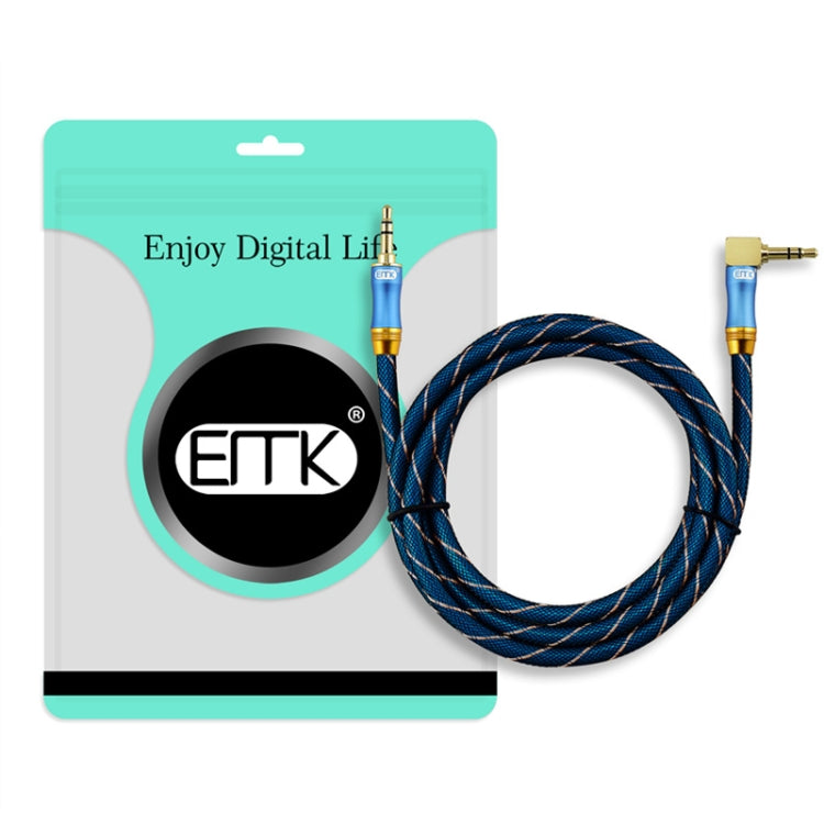 EMK 90-Degree Car 3.5mm Audio Cable Extension Cable, Cable Length: 5M(Blue)
