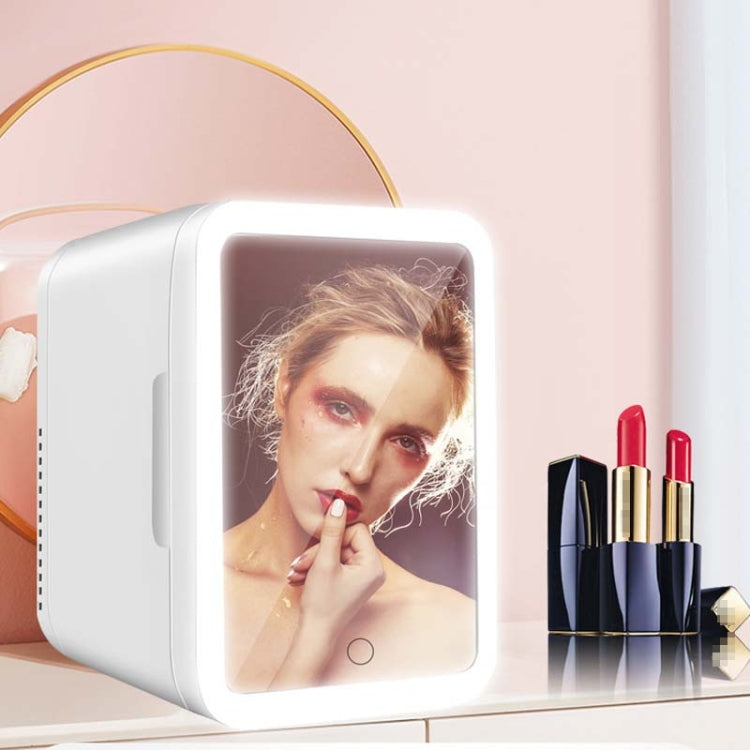 4L 45W Home Car Dual Purpose Refrigerator With Touch Light Makeup Mirror,CN Plug(White)
