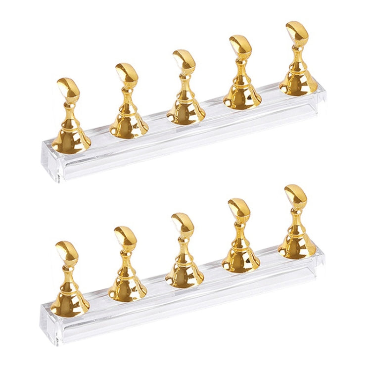 2 PCS Nail Art Chessboard Holder Nail Sheet Acrylic Base Practice Stand(Gold)