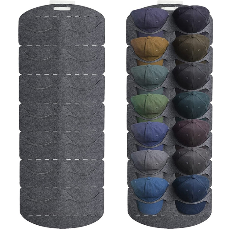Felt Baseball Cap Display Stand Non-woven Hanging Storage Bag,Style: 14 Grids Double Row 3mm