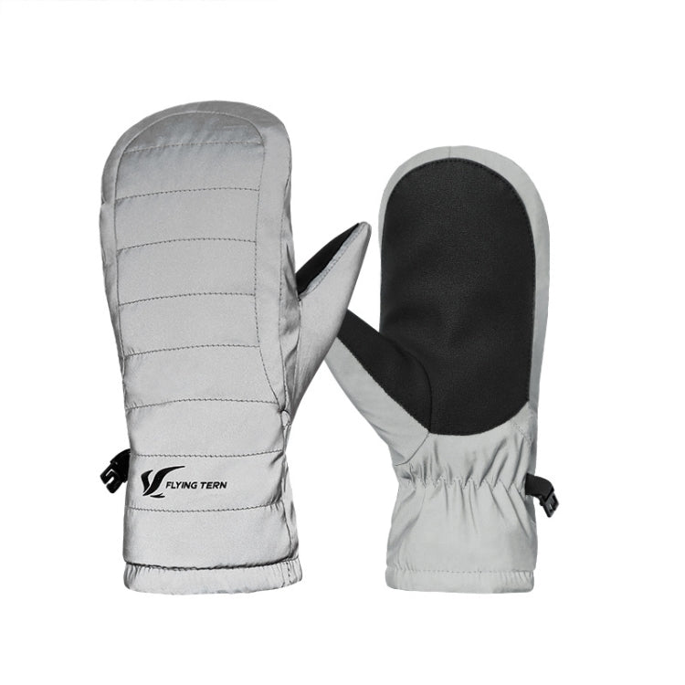 FLYING TERN 307 Outdoor Sports Fleece Water-resistant Wear-resistant Children Gloves(Reflective Silver)
