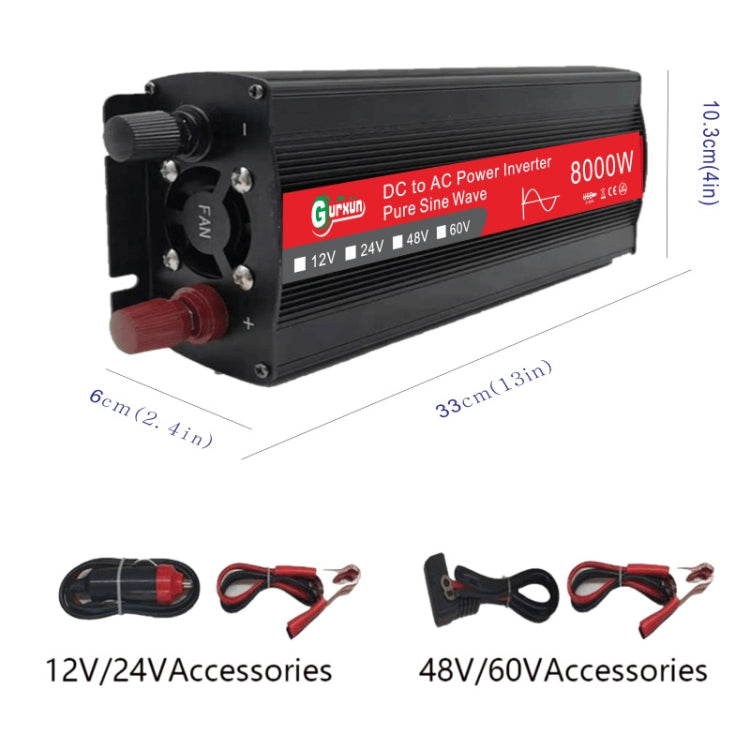 Gurxun 8000W High Power Household Car Sine Wave Inverter, Specification: 24V To 220V - free shipping - PMC Jewellery - Order now!