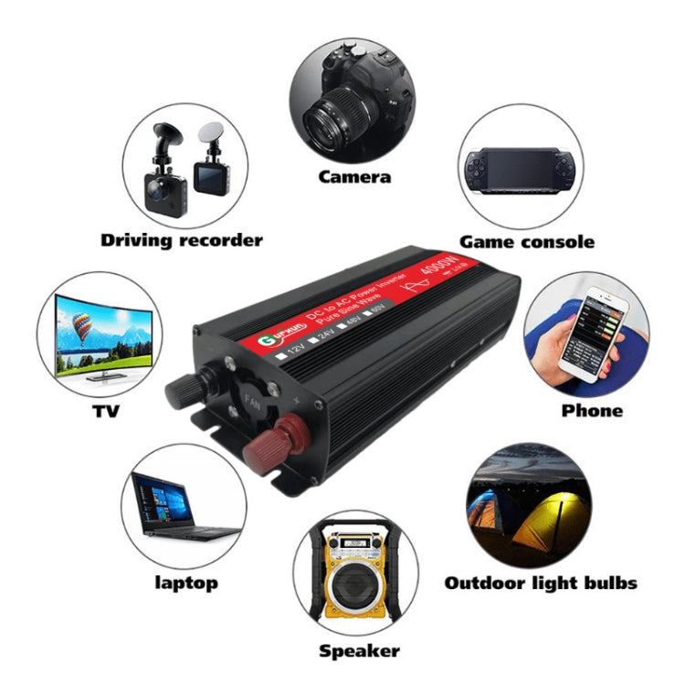 Gurxun 4000W Home Car Power Converter Sine Wave Inverter, Specification: 24V To 220V