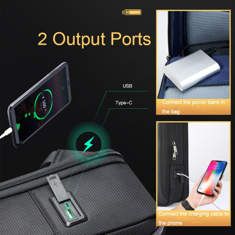 Bopai 61-120691A Water-resistant Anti-theft Laptop Backpack with USB Charging Hole, Spec: Expansion Version