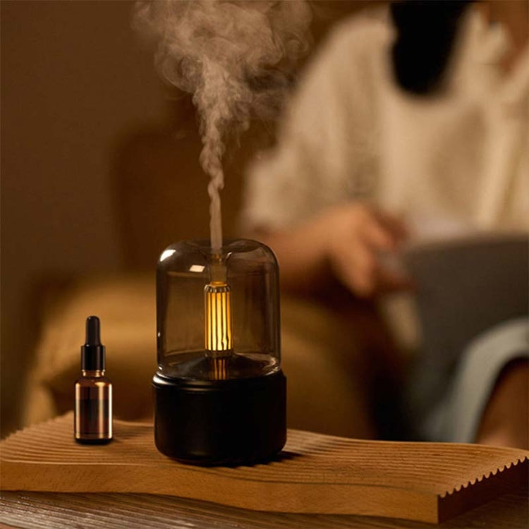 120ML Simulated Candlelight Aroma Diffuser USB Home Atmosphere Night Light Humidifier(Black) - free shipping - PMC TechLife - Order now!