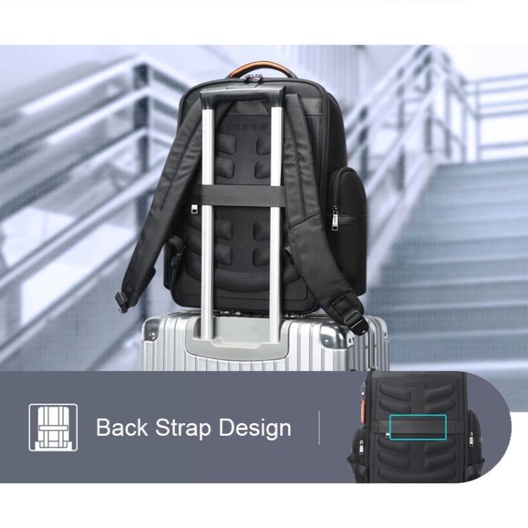 Bopai 61-121591 Multifunctional Anti-theft Laptop Business Backpack with USB Charging Hole(Black)