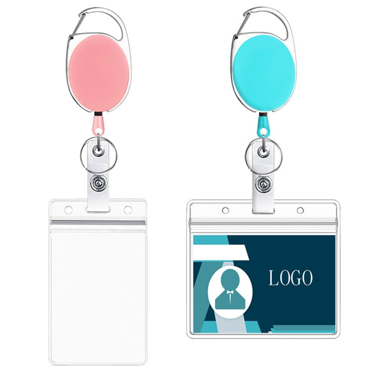 68cm Retractable Pull Badge Reel Zinc Alloy ID Lanyard Name Tag Card Badge Holder(Pink)