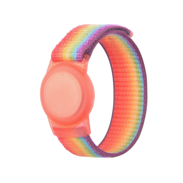 220mm For AirTag Tracker Child Adult Nylon Strap Wristband Protective Case (Rainbow)