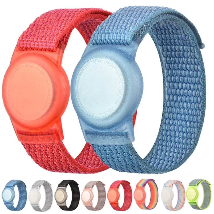 220mm For AirTag Tracker Child Adult Nylon Strap Wristband Protective Case (Rainbow)