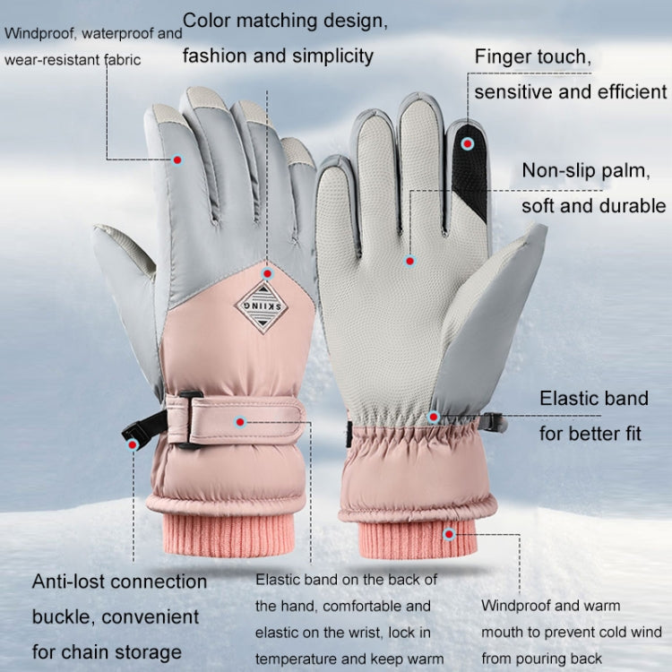 1 Pair Winter Fleece Thickened Warm And Windproof Outdoor Riding Motorcycle Gloves, Size: Free Code(Pink + Blue) - Full Finger Gloves by PMC Jewellery | Online Shopping South Africa | PMC Jewellery | Buy Now Pay Later Mobicred