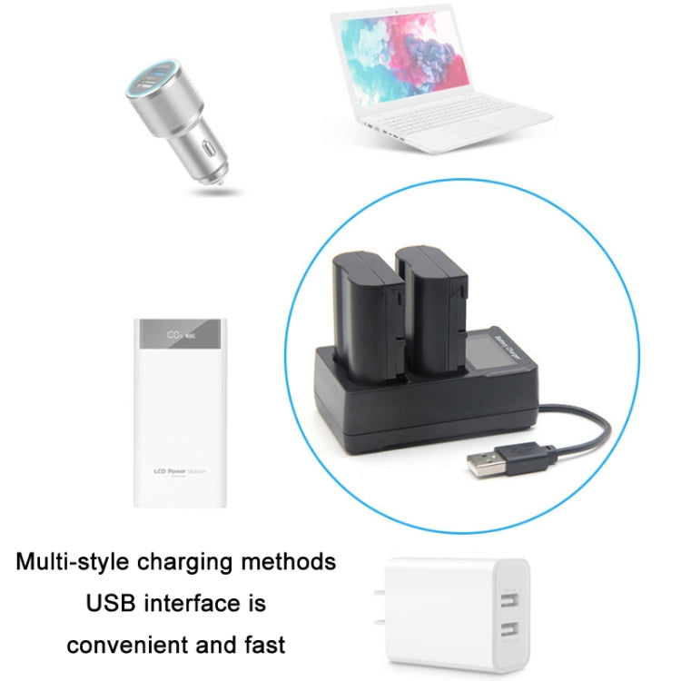 EL15 USB LCD Dual Charge SLR Camera Battery Charger - Battery USB Charger by PMC Jewellery | Online Shopping South Africa | PMC Jewellery | Buy Now Pay Later Mobicred