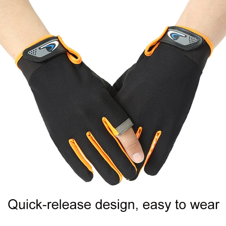 1 Pair QX0008 Outdoor Sunscreen Non-Slip Exposed Two-Finger Fishing Gloves, Size: Free Size(Blue) - Safety Gloves by PMC TechLife | Online Shopping South Africa | PMC TechLife