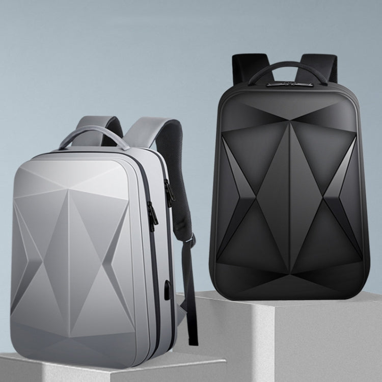 160 Large Capacity ABS Water-resistant Laptop Backpack with USB Charging Port(Light Grey)