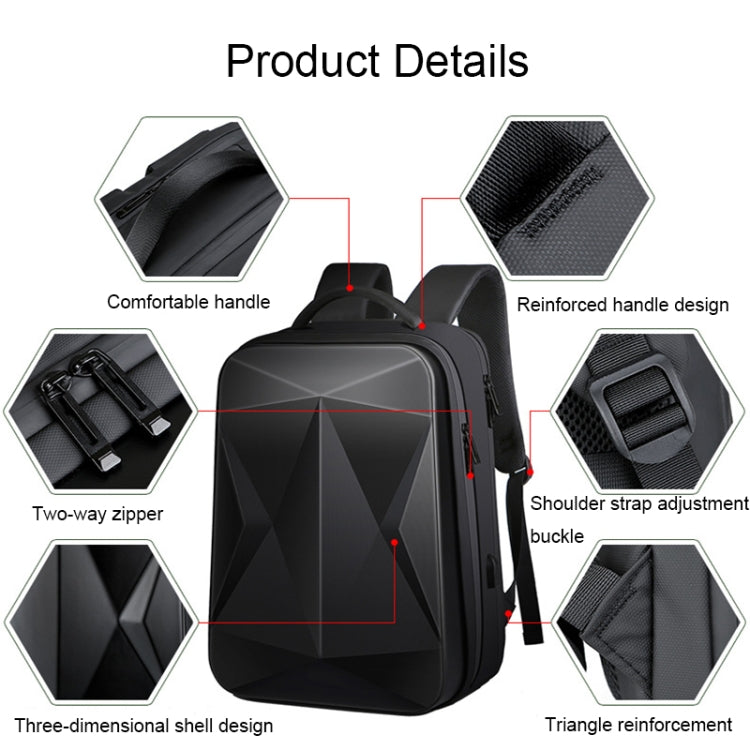 160 Large Capacity ABS Water-resistant Laptop Backpack with USB Charging Port(Light Grey)