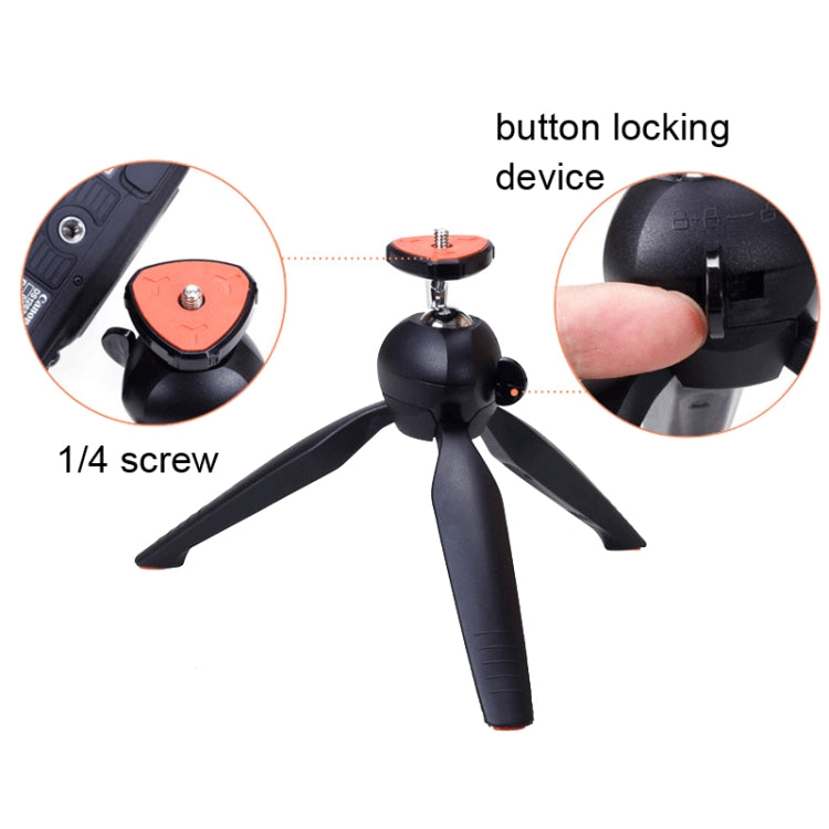 YUNTENG 228 Mini Tripod Camera Desktop Live Bracket Mobile Phone Selfie Frame(Black) - free shipping - PMC Jewellery - Order now!