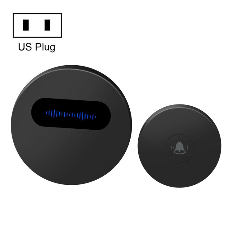 T10-1 1 For 1 Lighting Self-Power Generation Wireless Intelligent Doorbell(US Plug Black)