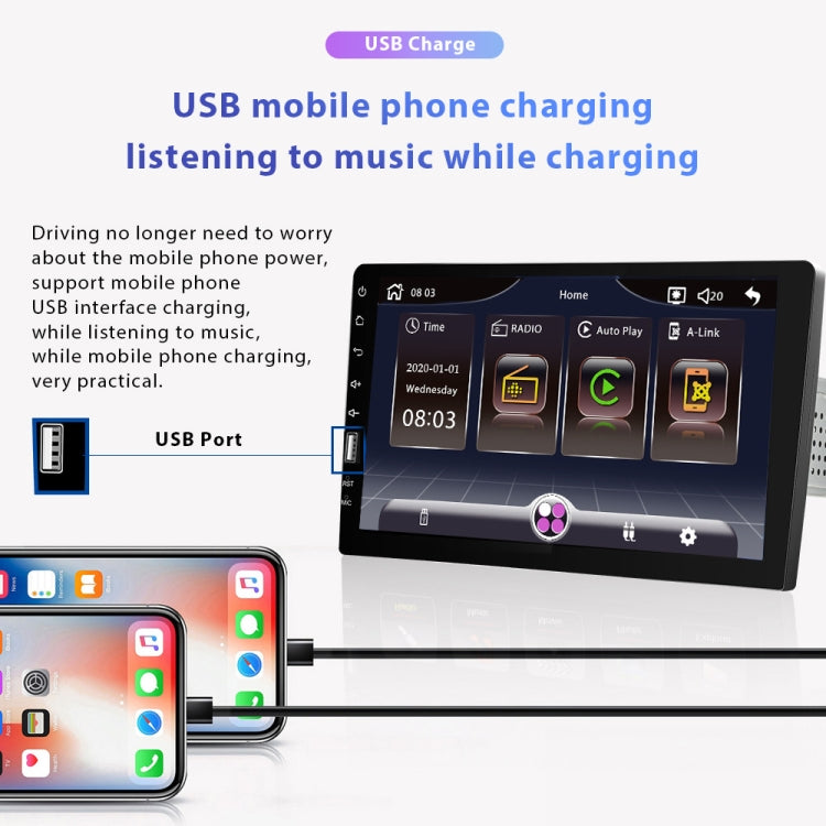 Q3570 9 inch Carplay Single Spindle MP5 Player, Style: Standard+4 Light Camera
