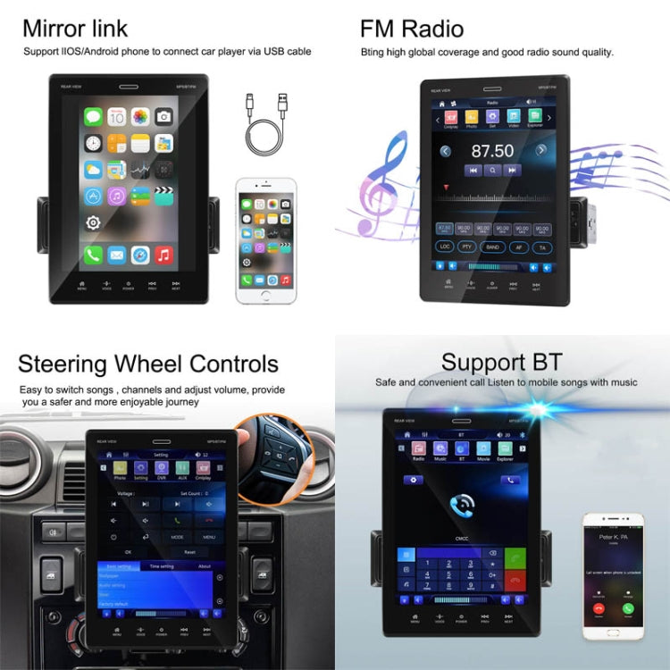 C800 9.5 Inch MP5 Single Butt Carplay Player, Style: Standard+8 Light Camera
