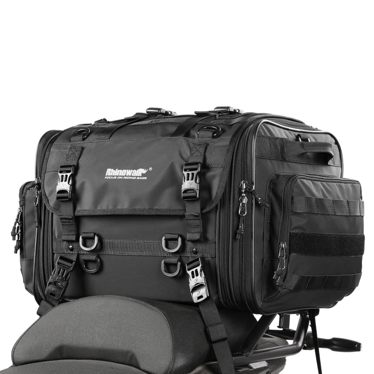 Rhinowalk MT4060 Large-capacity Foldable Expandable Tail Bag for Motorcycle Riding with Rain Cover(Black) - free shipping - PMC Jewellery - Order now!