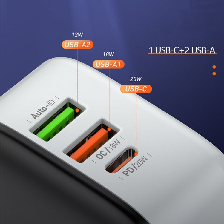 LDNIO A3513Q 32W QC3.0 3 USB Ports Phone Adapter EU Plug with Type C to 8 Pin Cable