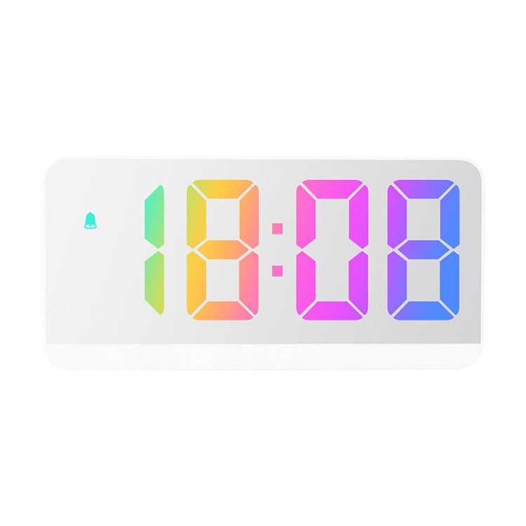 Colorful Fonts LED Electronic Alarm Clock Large Screen Clock(8009D White Shell)