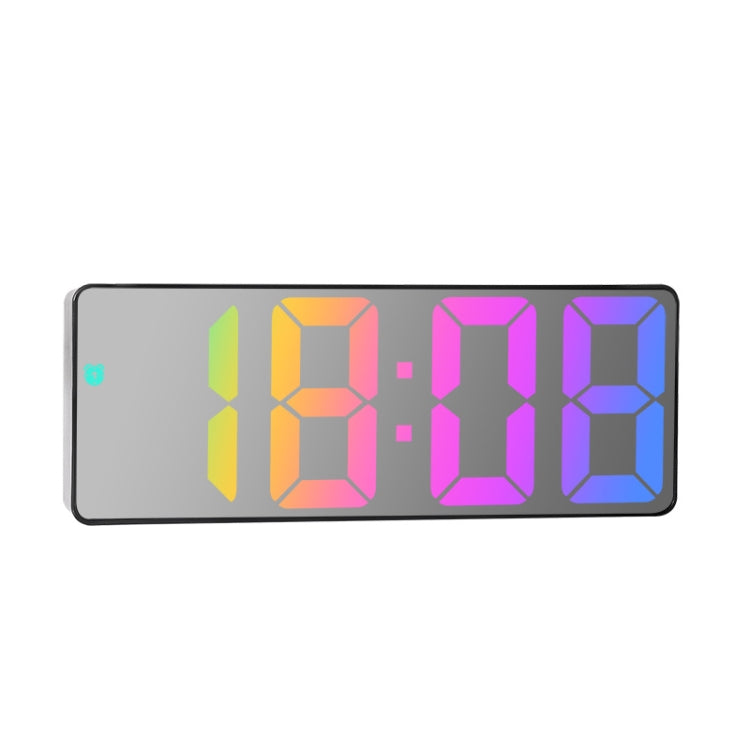 Colorful Fonts LED Electronic Alarm Clock Large Screen Clock(0725 Black Shell Mirror Surface D)