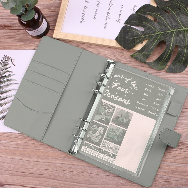 A5 Macaron Notebook PU Loose-leaf Cash Budget Handbook(Gray)