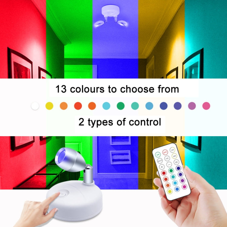 C1648 Single Head 2 Lights Wireless RGB Remote Control Cabinet Ambient Spotlight - Novelty Lighting by PMC TechLife | Online Shopping South Africa | PMC TechLife | Buy Now Pay Later Mobicred