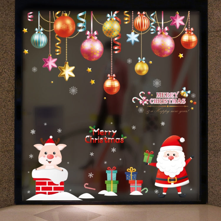 Santa Claus Hanging Stickers Shop Window Glass Door Living Room Wall Stickers(6307)