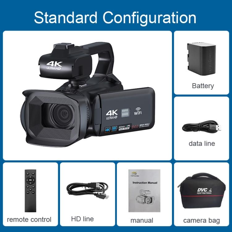 64MP 18X Zoom 4-Inch Touch Screen Handheld Digital Video Camera(16G) - Video Cameras by PMC TechLife | Online Shopping South Africa | PMC TechLife | Buy Now Pay Later Mobicred