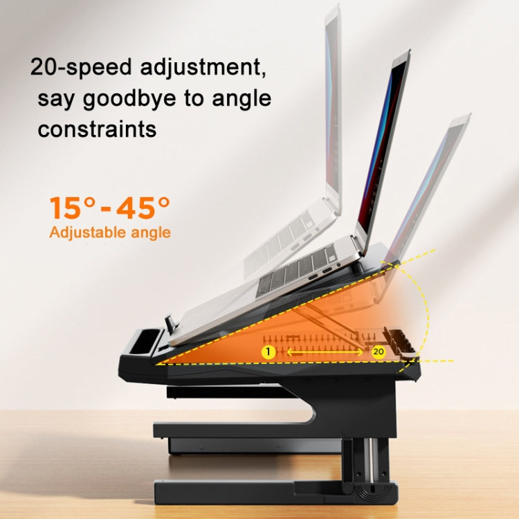 Double Layer Foldable Lift Laptop Stand Aluminum Computer Heightening Bracket(Black)