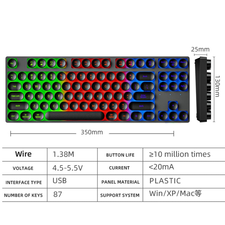 Dark Alien DK100 87 Keys Hot Plug-In Glowing Game Wired Mechanical Keyboard, Cable Length: 1.3m(Pink White) - free shipping - PMC Jewellery - Order now!