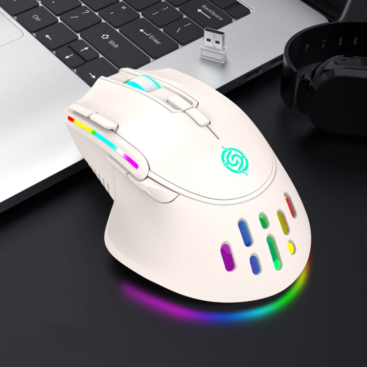 K-Snake BM520 9-button 3200DPI 2.4G RGB Wireless Dual-mode Gaming Mouse(White)