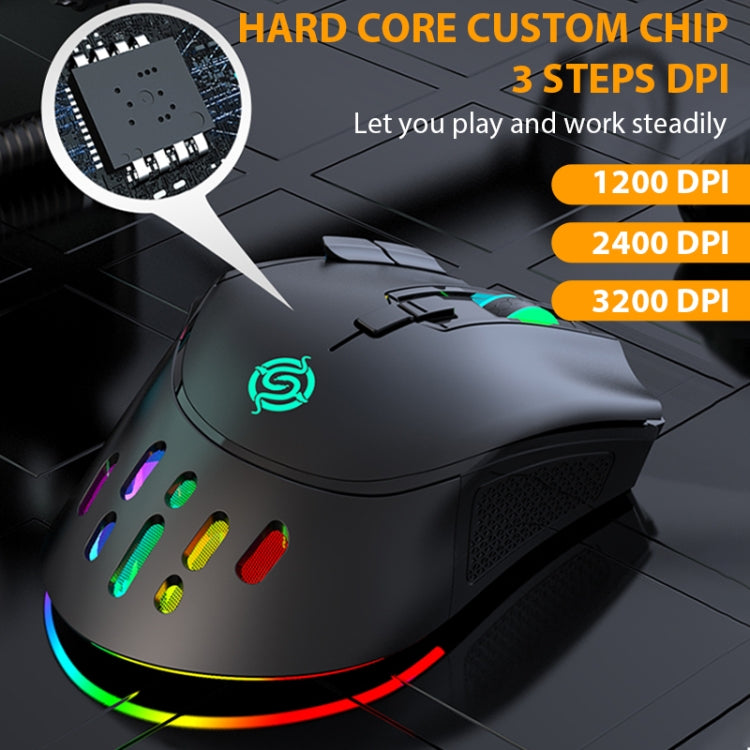 K-Snake BM520 9-button 3200DPI 2.4G RGB Wireless Dual-mode Gaming Mouse(White)