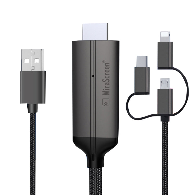 LD36 8 Pin + Micro USB + Type-C / USB-C to HDMI 1080P HDTV Dongle Cable, Plug And Play HDMI With Screen Plug And Play