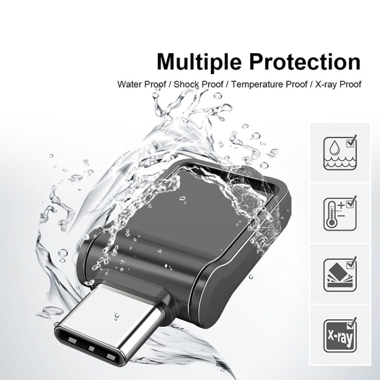 32GB USB 2.0 + Type-C/USB-C High Speed Mini Computer and Phone Dual-purpose Rotary U Disk(Silver)