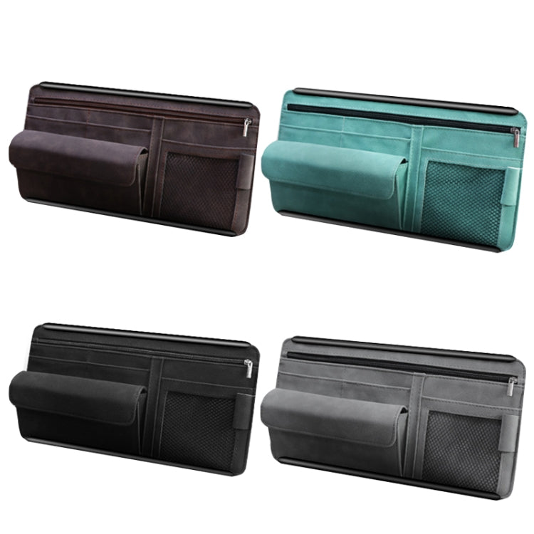 DE RAN FU Car Shade Glasses Box Storage Bag Car Flip Fur Glue Box Zipper Card Bag(Grey)