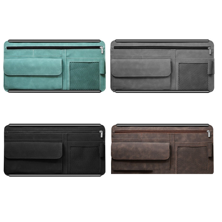 DE RAN FU Car Shade Glasses Box Storage Bag Car Flip Fur Glue Box Zipper Card Bag(Grey)