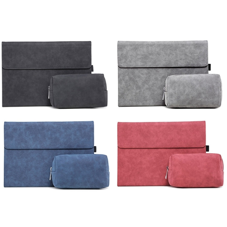 For Microsoft Surface Pro 8 Tablet Protective Case Holder(South African Sheepskin Blue Case + Power Supply Bag)