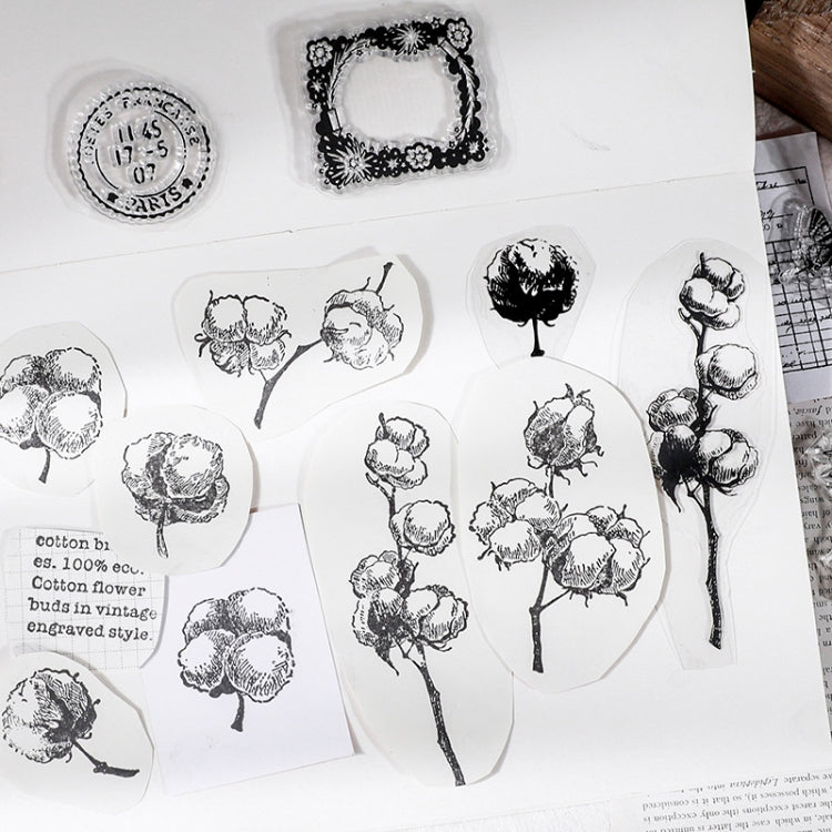 5 PCS Vintage Botanical Arrangement Handbook Clear Silicone Stamp(Vintage Postmark)